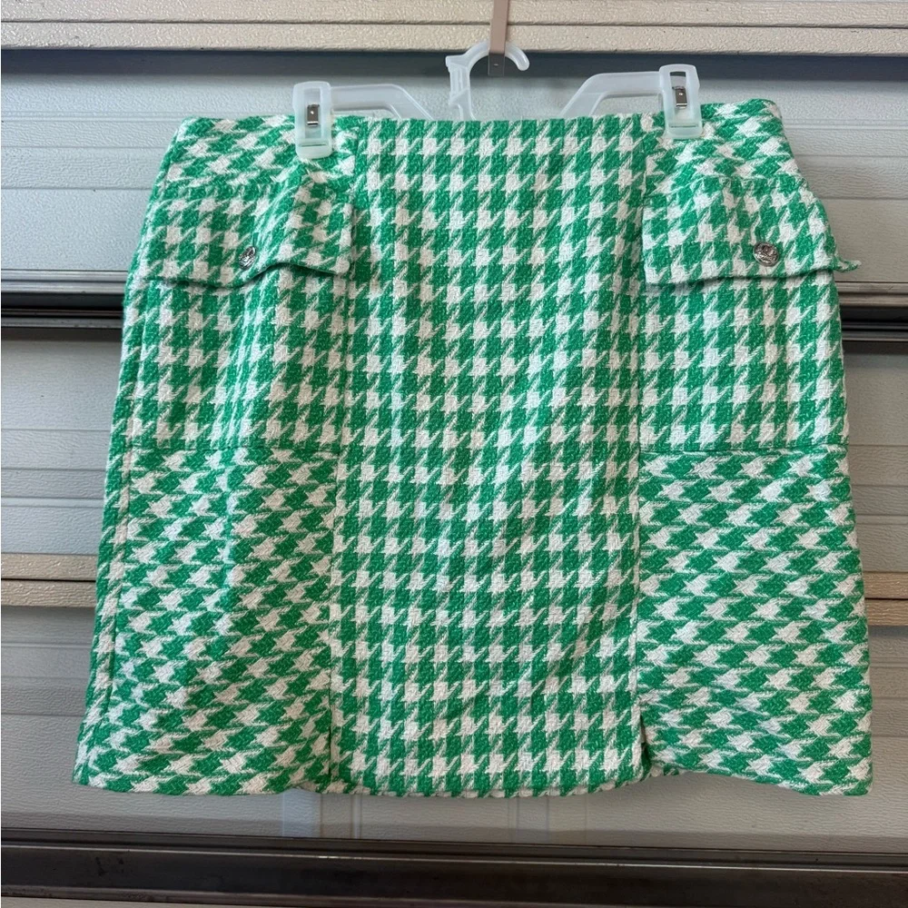 Karl Lagerfeld Mint Houndstooth Skirt
